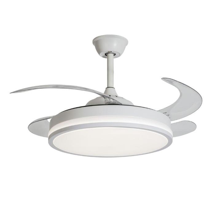 VENTILADOR DE TECHO DC BLANCO LUZ LED 4 ASPAS RETRÁCTIL