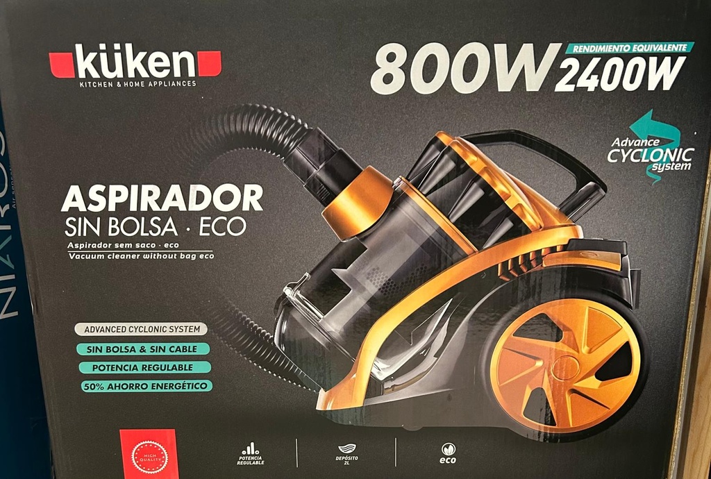 Aspirador Sin Bolsa Eco 800W (Rendimiento 2400W) Küken